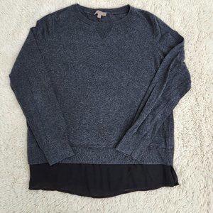 Lilla P Grey Cotton Silk Blend Crewneck Sweater Sz Medium M